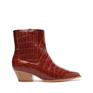 NWOB Schutz Women’s Briani Crocodile Embossed Leather Booties in size 6